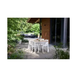 Keter Tavoli Da Giardino|Tavoli Da Giardino*Tavolo PORTO 160 effetto Legno struttura Bianca