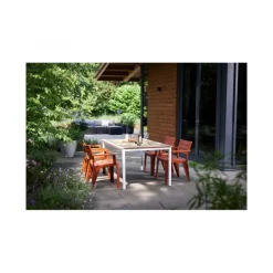 Keter Tavoli Da Giardino|Tavoli Da Giardino*Tavolo PORTO 160 effetto Legno struttura Bianca