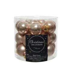 Kaemingk Palline Di Natale|Addobbi Per Albero Di Natale*Mini Palline in vetro da appendere Beige dim 2.5 cm Box da 24