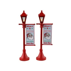 Lemax Luci E Alimentatori*North Pole Lamppost Set of 2 B/O 4.5V Cod. 34091