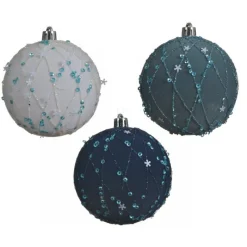 Kaemingk Palline Di Natale|Addobbi Per Albero Di Natale*Pallina in velluto con perline e paillettes 8 cm. Pezzo Singolo