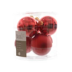 Kaemingk Palline Di Natale|Addobbi Per Albero Di Natale*Palline di Natale da Appendere in Vetro 8 cm Rosso Natale. Set di 6