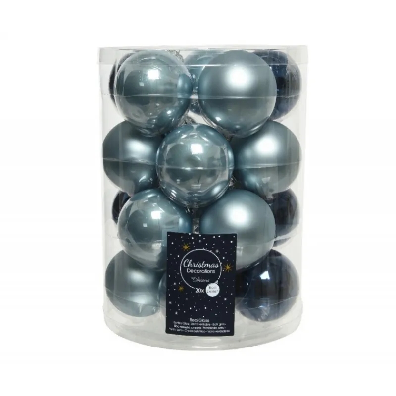 Kaemingk Palline Di Natale|Addobbi Per Albero Di Natale*Palline di Natale in vetro da appendere 6 cm Blu. Set 20