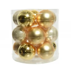 Kaemingk Palline Di Natale|Addobbi Per Albero Di Natale*Palline di Natale in vetro da appendere 6 cm Oro e Perla. Set 15