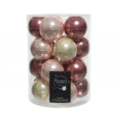 Kaemingk Palline Di Natale|Addobbi Per Albero Di Natale*Palline di Natale in vetro da appendere 6 cm Oro e Rosa. Set 20