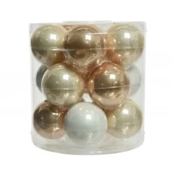 Kaemingk Palline Di Natale|Addobbi Per Albero Di Natale*Palline di Natale in vetro da appendere 6 cm Perla, Caramello e Bianco. Set 15