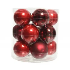 Kaemingk Palline Di Natale|Addobbi Per Albero Di Natale*Palline di Natale in vetro da appendere 6 cm Rosso. Set 15