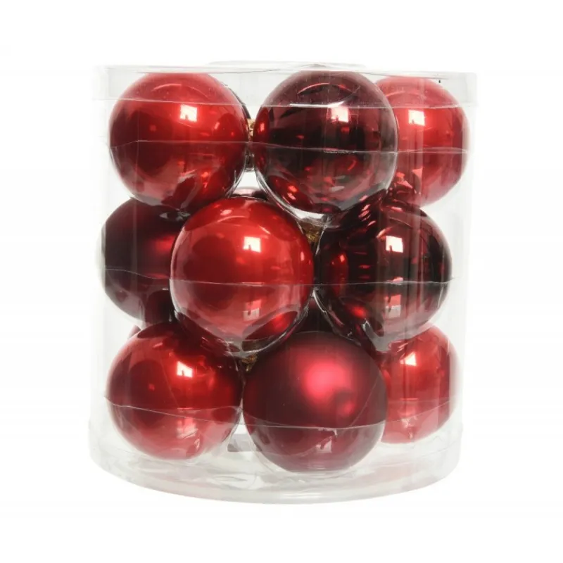 Kaemingk Palline Di Natale|Addobbi Per Albero Di Natale*Palline di Natale in vetro da appendere 6 cm Rosso. Set 15