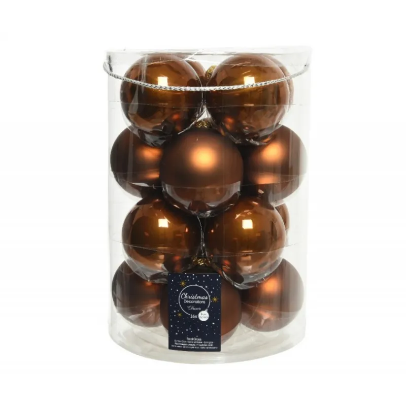 Kaemingk Palline Di Natale|Addobbi Per Albero Di Natale*Palline di Natale in vetro da appendere 8 cm Cannella. Set 16