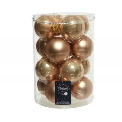 Kaemingk Palline Di Natale|Addobbi Per Albero Di Natale*Palline di Natale in vetro da appendere 8 cm Caramello. Set 16