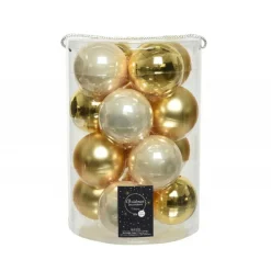 Kaemingk Palline Di Natale|Addobbi Per Albero Di Natale*Palline di Natale in vetro da appendere 8 cm Oro e Perla. Set 16