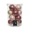 Kaemingk Palline Di Natale|Addobbi Per Albero Di Natale*Palline di Natale in vetro da appendere 8 cm Rosa e Perla. Set 16