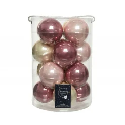 Kaemingk Palline Di Natale|Addobbi Per Albero Di Natale*Palline di Natale in vetro da appendere 8 cm Rosa e Perla. Set 16