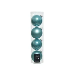 Kaemingk Palline Di Natale|Addobbi Per Albero Di Natale*Palline in vetro da appendere Blu Artic dim 10 cm Box da 4