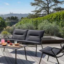 LaFuma Sedie E Sdraio*Panca Bassa imbottita VENCE LFM5348 Dark Grey/Titane
