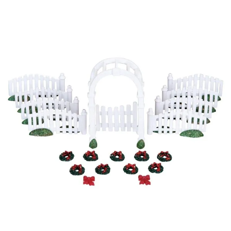 Lemax Personaggi|Accessori*Plastic Arbor & Picket Fences With Decorations Set of 20 Cod. 4233