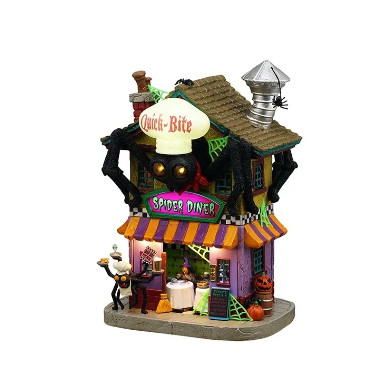Lemax Edifici Illuminati|Novità Lemax Spooky Town 2025*Quick-Bite Spider Diner con Alimentatore 4.5V Cod. 55295