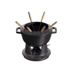 Staub Set Fonduta E Crepiere*Set Fonduta Gourmet 20 cm Nero in Ghisa