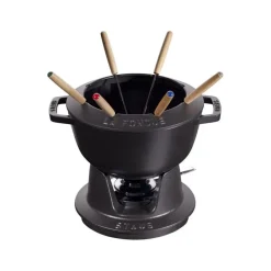 Staub Set Fonduta E Crepiere*Set Fonduta Gourmet 18 cm Nero in Ghisa