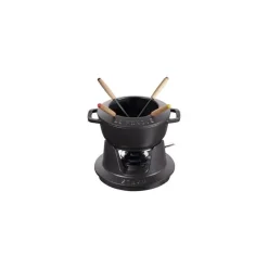 Staub Set Fonduta E Crepiere*Set Fonduta Gourmet 16 cm Nero in Ghisa
