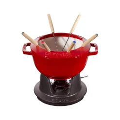 Staub Set Fonduta E Crepiere*Set Fonduta Gourmet 18 cm Rosso in Ghisa