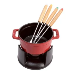 Staub Set Fonduta E Crepiere*Set Mini Fondute 10 cm Rosso in Ghisa