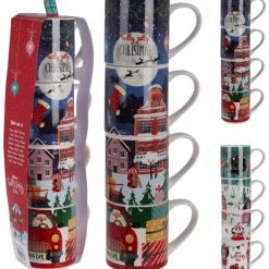 Koopman Oggetti Per La Tavola*Set 4 Tazze Natale New Bone 265 ml. Pezzo Singolo