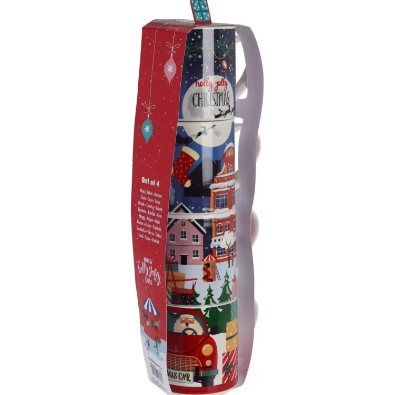 Koopman Oggetti Per La Tavola*Set 4 Tazze Natale New Bone 265 ml. Pezzo Singolo