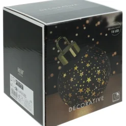 Koopman Palline Di Natale|Addobbi Per Albero Di Natale*Sfera di Vetro con Led 15 Cm - Oro/Nero