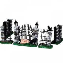 Lemax Accessori|Accessori*Spooky Iron Gate And Fence Set Of 5 Cod. 34606
