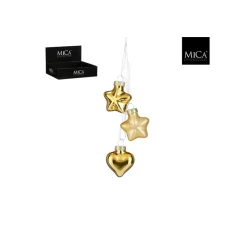 Edelman Addobbi Per Albero Di Natale*Stella o Cuore Color Oro. Pezzo Singolo.