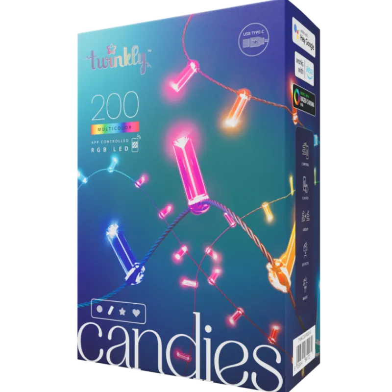 Twinkly Twinkly Home|Twinkly Strings*CANDIES a Candela Luci di Natale Smart 200 Led RGB II Generazione Cavo Verde