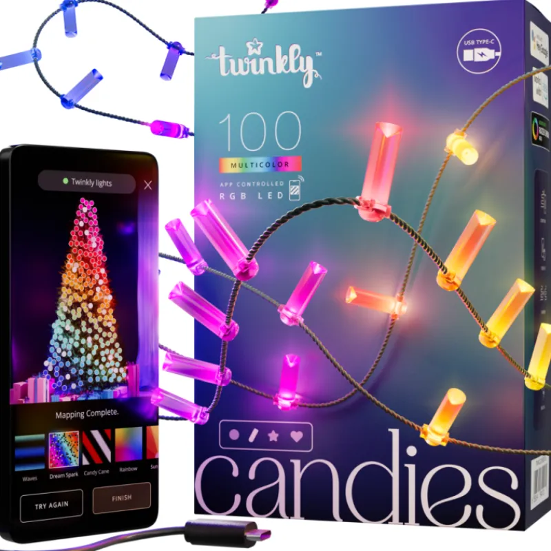 Twinkly Twinkly Home|Twinkly Strings*CANDIES a Candela Luci di Natale Smart 100 Led RGB II Generazione Cavo Verde