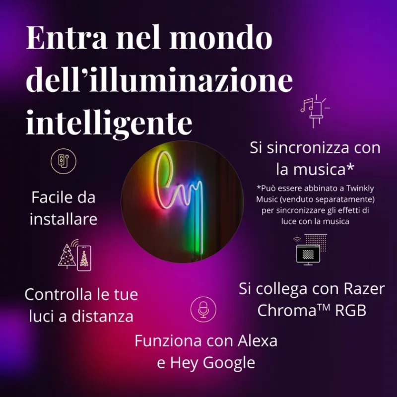 Twinkly Twinkly Home|Luci Di Natale*FLEX Tubo Flessibile 2 m 192 Led RGB BT + WiFi