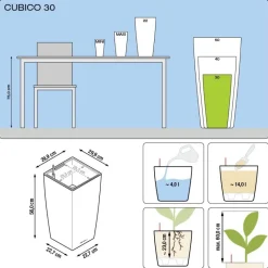 Lechuza Premium Collection|Vasi Quadrati In Resina*Vaso Cubico Premium 30 Set Completo