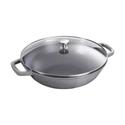 Staub Wok E Tajine*Wok con Coperchio in Vetro 30 cm Grigio Graphite in Ghisa