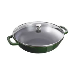 Staub Wok E Tajine*Wok con Coperchio in Vetro 30 cm Verde Basilico in Ghisa